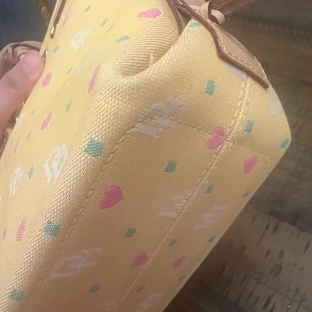 Dooney & Bourke Yellow Bag with Pink and Green Accents - Picture 4 of 8